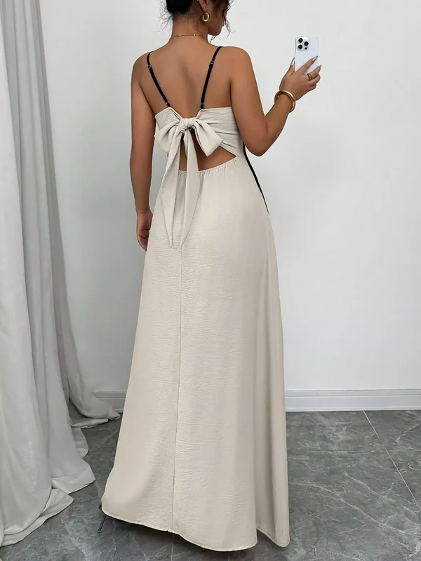 Contrast Trim Spaghetti Strap Maxi Dress